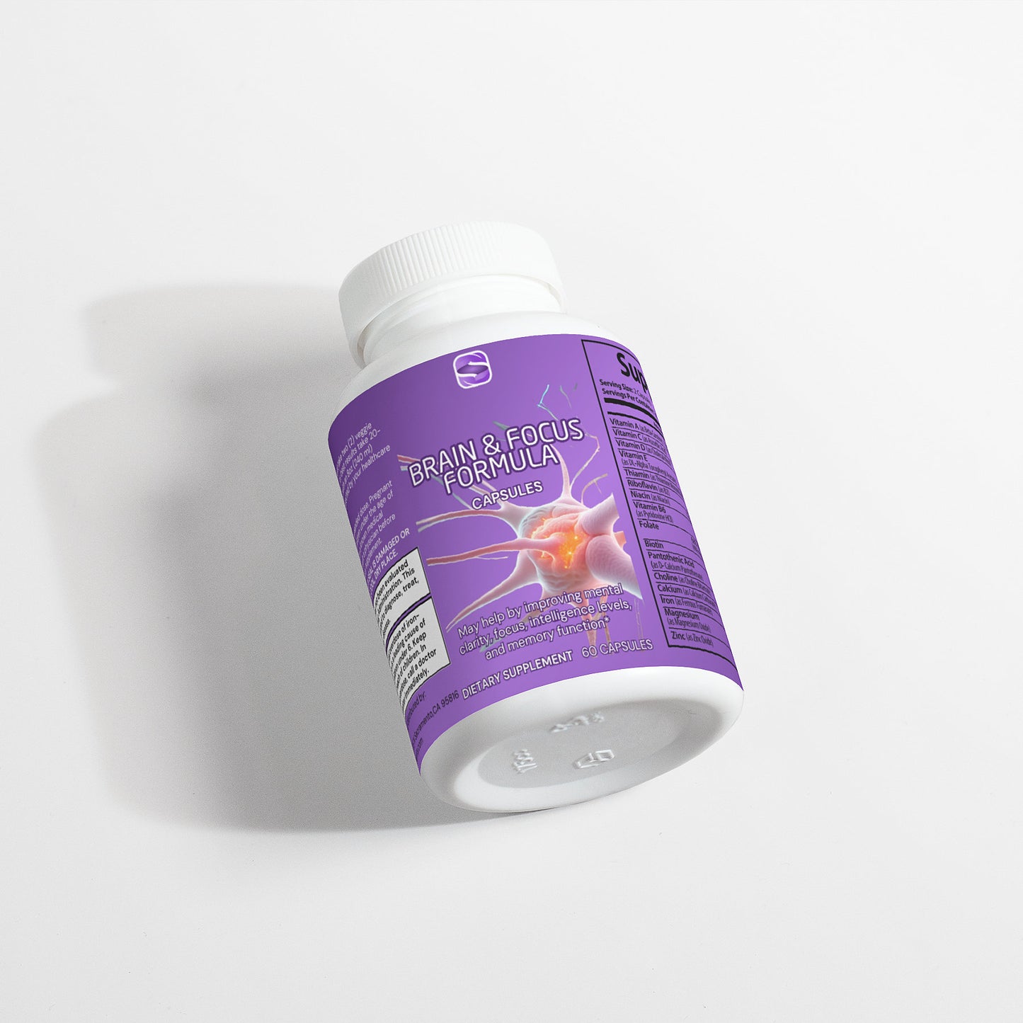 bottle of brain & focus formula supplements